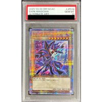 〔PSA10鑑定済〕ブラックマジシャン(7右向杖構え/虹背景)【クォーターセンチュリーシークレット】{QCAC-JP018}《モンスター》